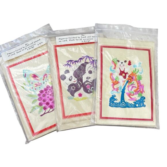 Vintage Chinese Paper Cuts, Set Of 13 Blank Cards w/ Envelopes - Picture 8 of 12